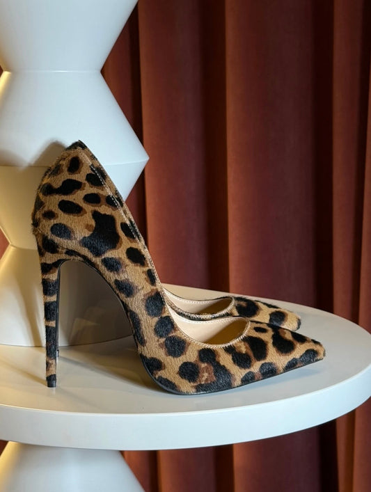Tabitha Leopard Black Bottom Heels
