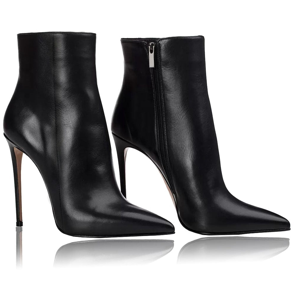 Nala Black Leather Ankle Boots