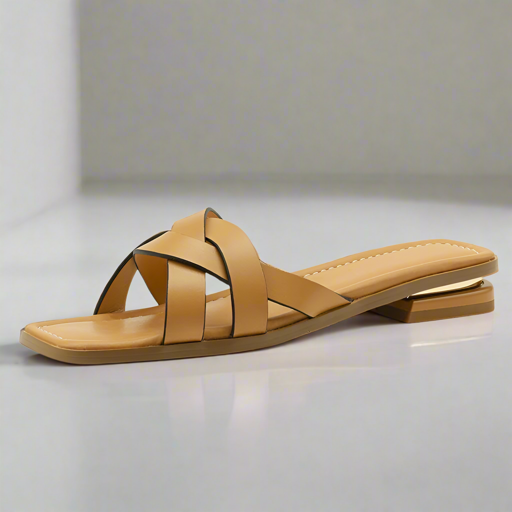 Asala Flat Leather Mule Sandals