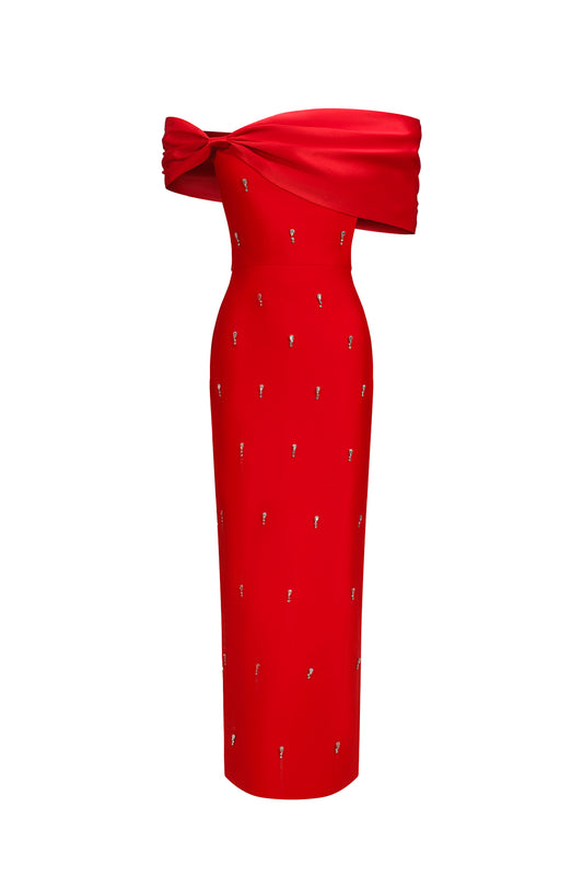 Mandisa Red Diamond Bandage Maxi Dress