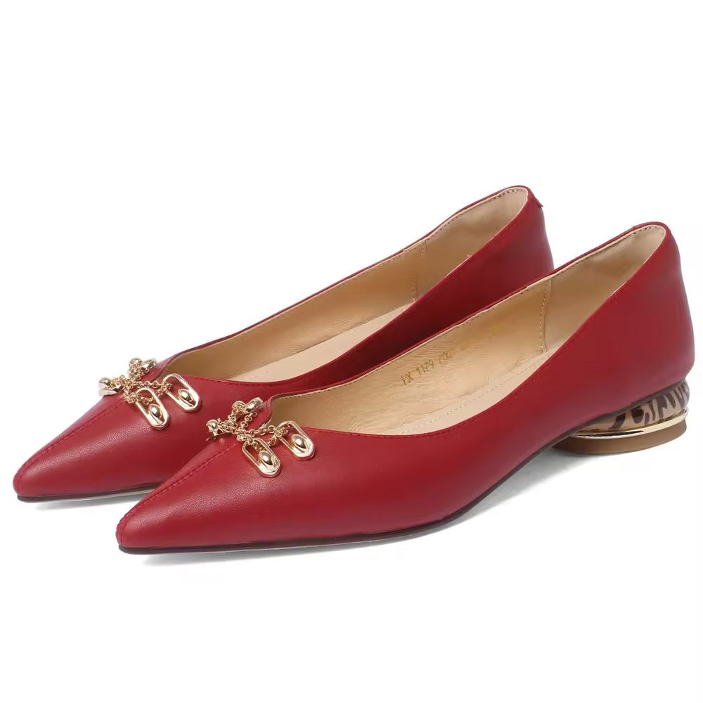 Alicia Flat Pointed Red Pumps