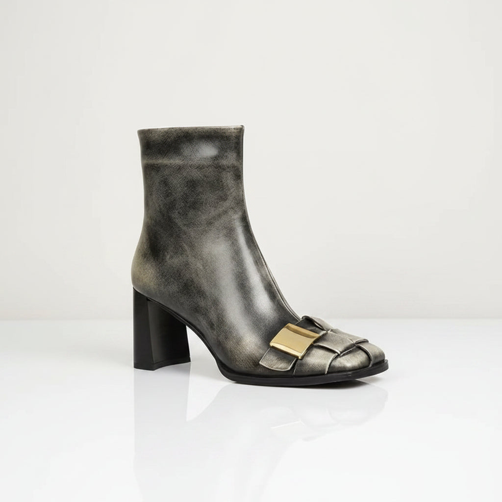 Selena Black Woven Brush Off Ankle Boots