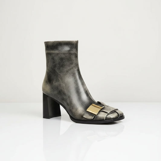 Selena Black Woven Brush Off Ankle Boots
