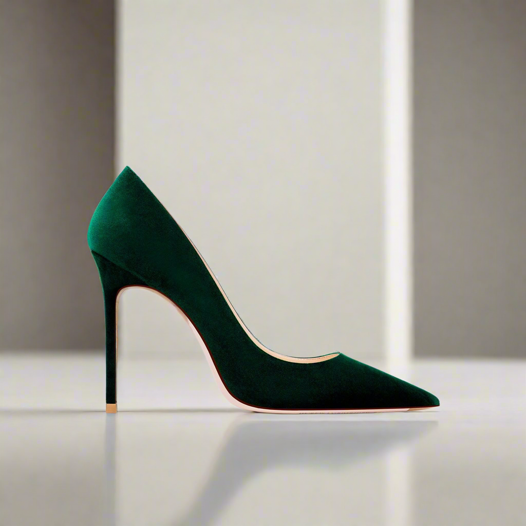Tabitha Flannel Jade Green Heels