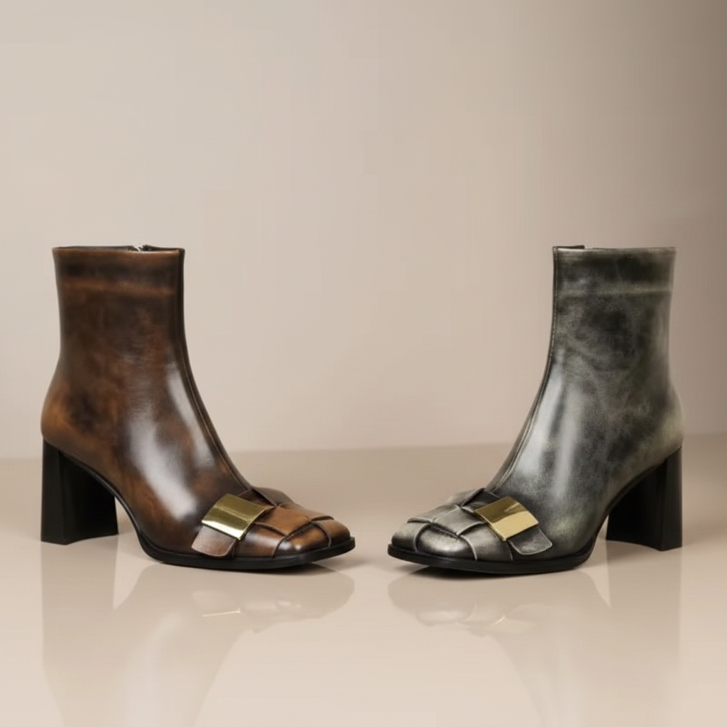Selena Black Woven Brush Off Ankle Boots