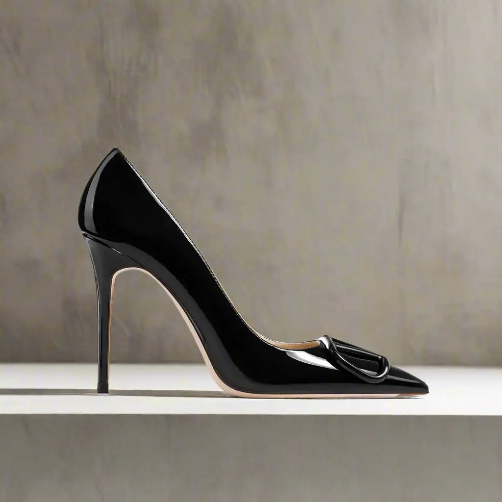 Adora Black Patent Leather Heels - Queen Sheila Brand 