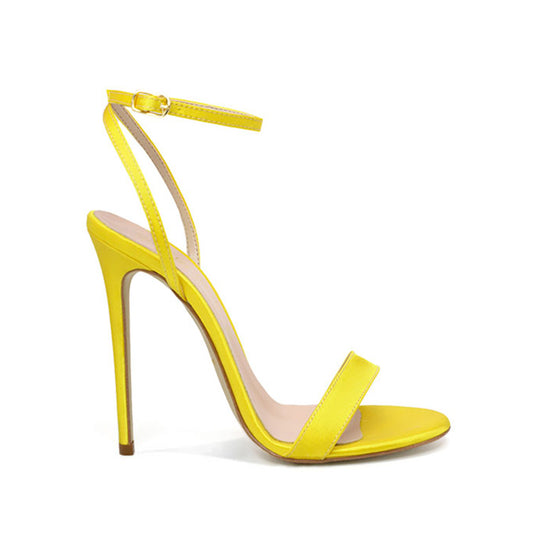 Sihle Yellow Satin Lace-Up Sandals