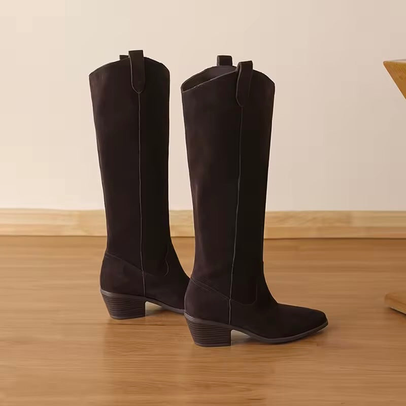 Sia Brown Western Knee High Boots