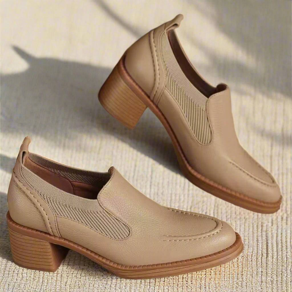 Katherine Beige Leather Loafers