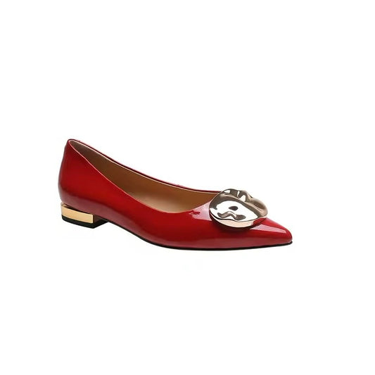 Weisi Pointy Flat Red Pumps