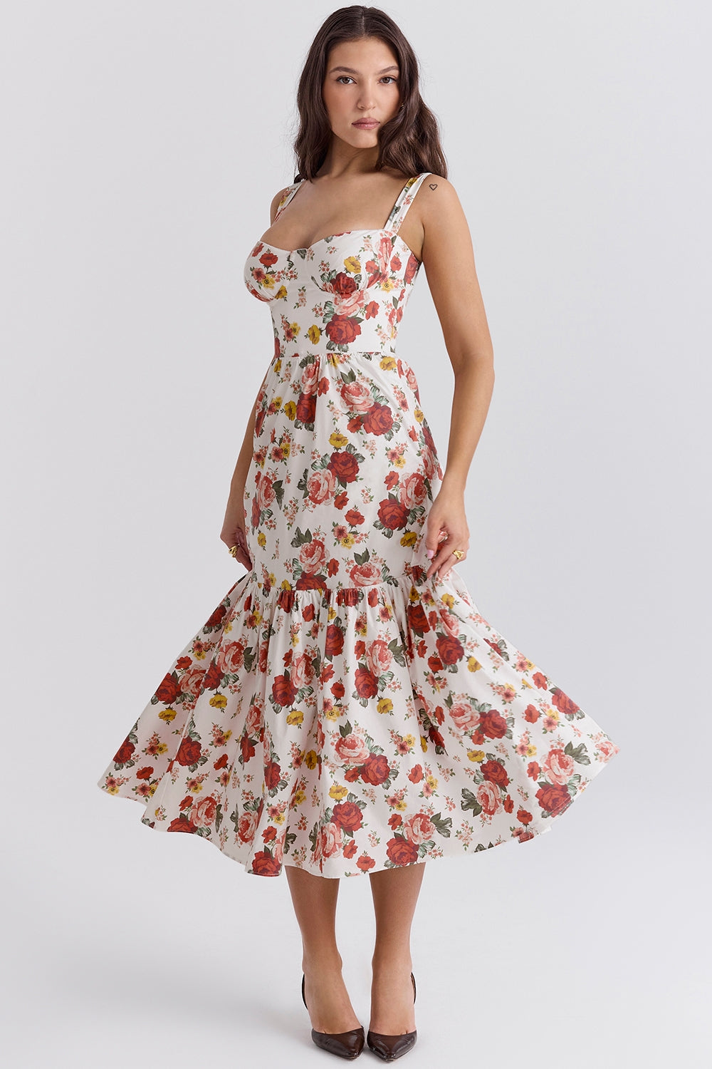 Raphaelle Rose Print Midi Sundress