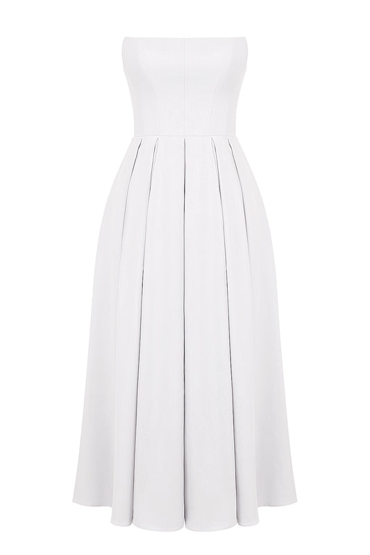 Elize White Strapless Midi Dress