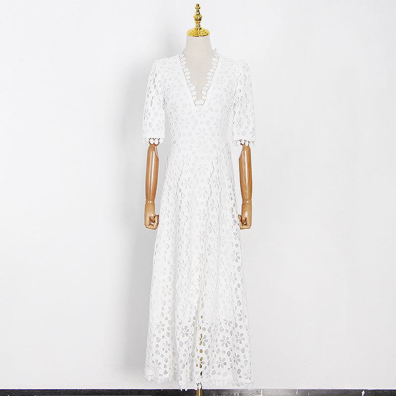 Haley White Embroidered Maxi Dress