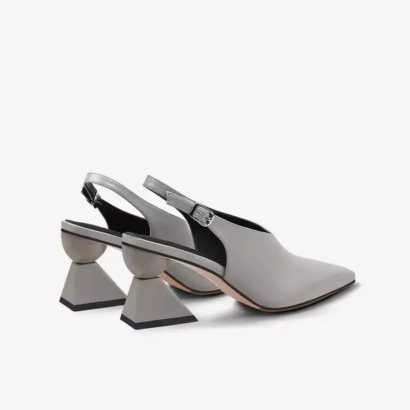 Uzuri Grey Slingback Pumps   Queen Sheila Brand