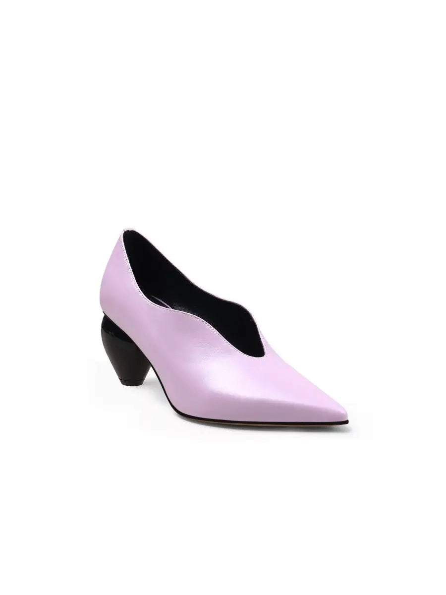 Breigh Lilac Curved Shaped Leather Pumps   Queen Sheila Brand