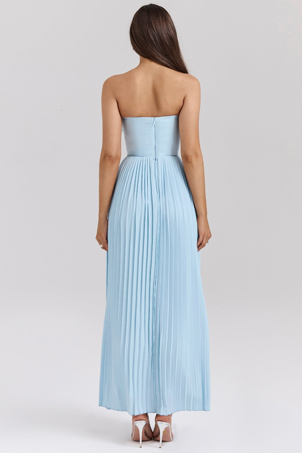 Zienna Blue Pleated Maxi Dress