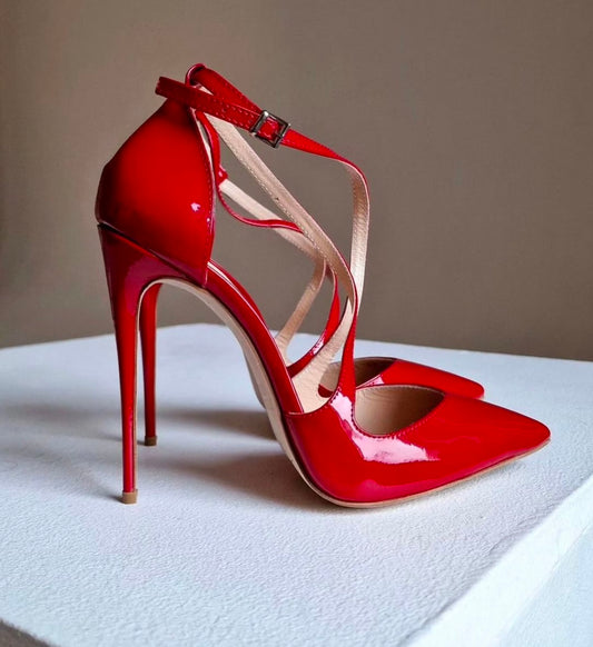 Edna Front Cross Straps Red Heels