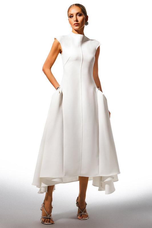 Rachel White Sleeveless Midi Dress