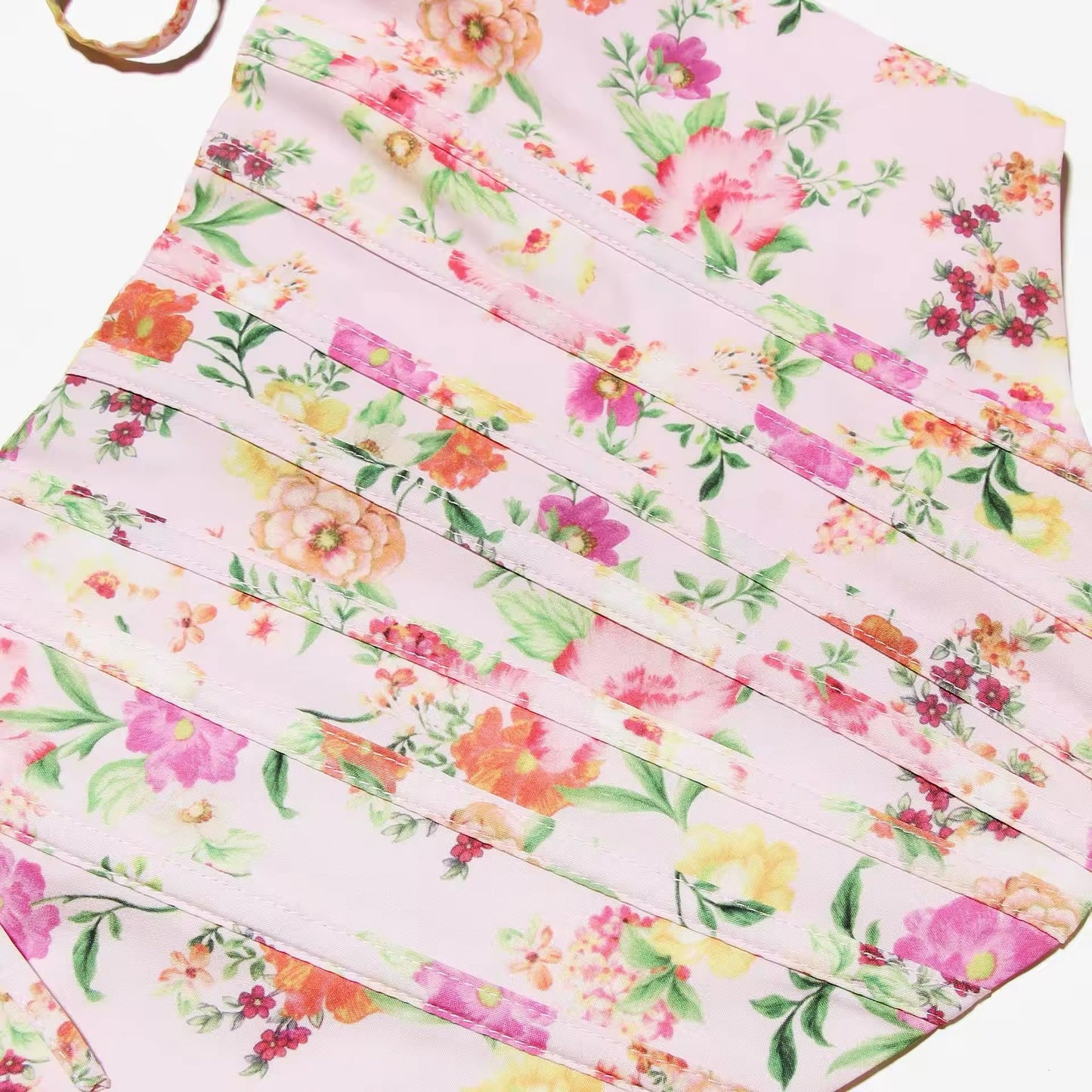 Zaya Pink Floral Print Cotton Midi Dress