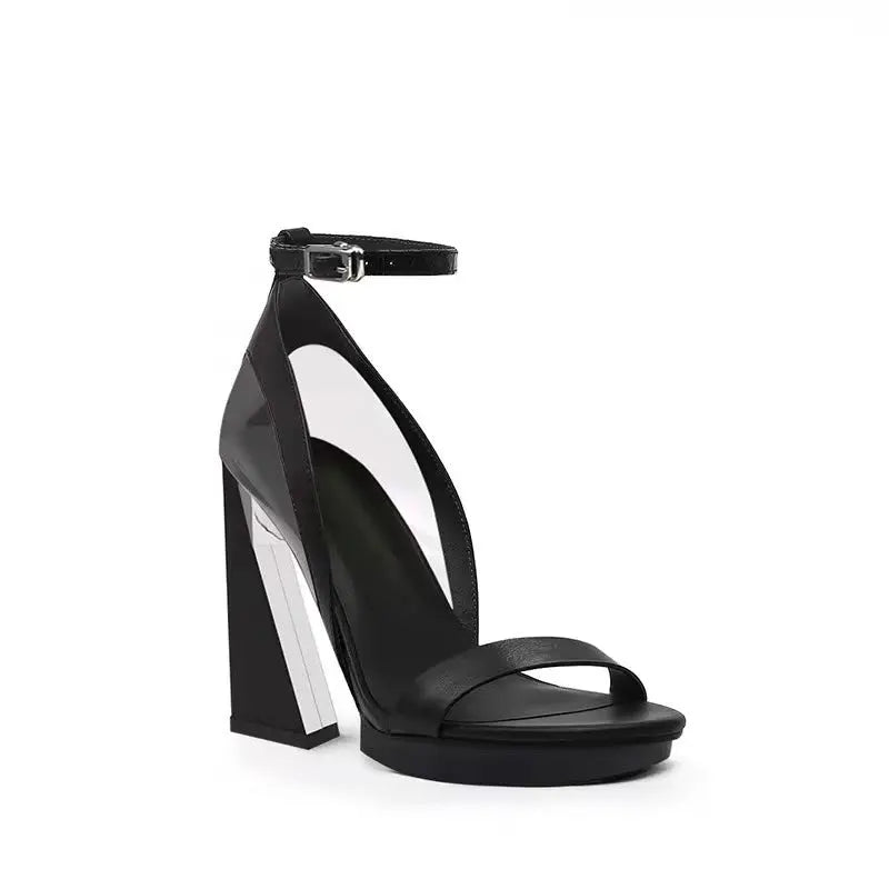 Amanda Black Peep Toe Sandals   Queen Sheila Brand