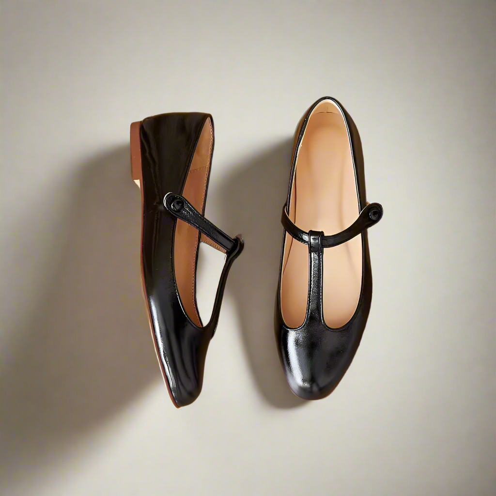 Queen Sheila - Katriel Black Side Buckle Ballet Flats