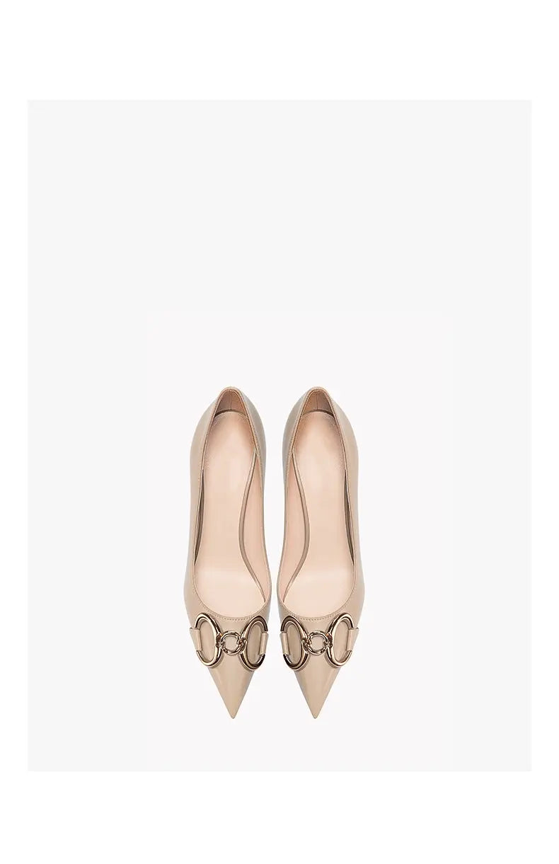 Ellie Leather Nude Heels - Queen Sheila Brand 