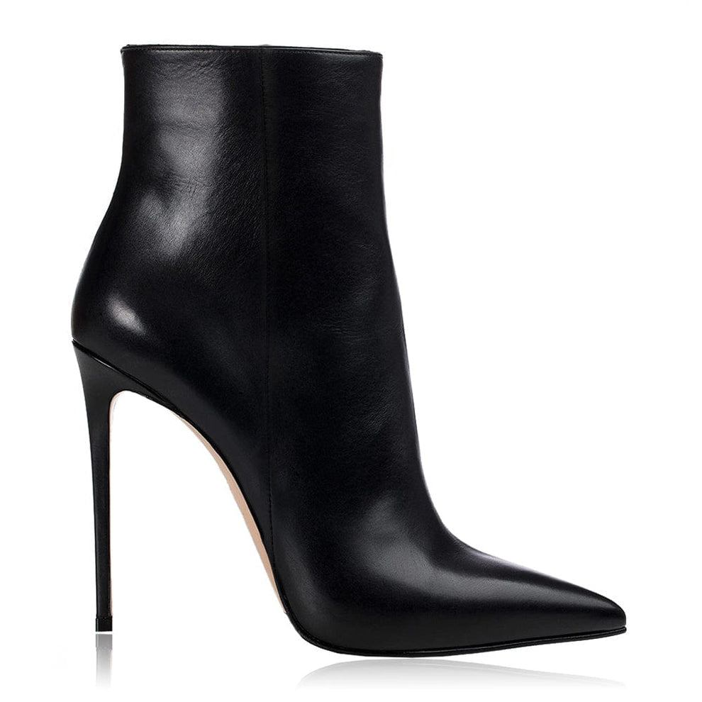 Nala Black Leather Ankle Boots