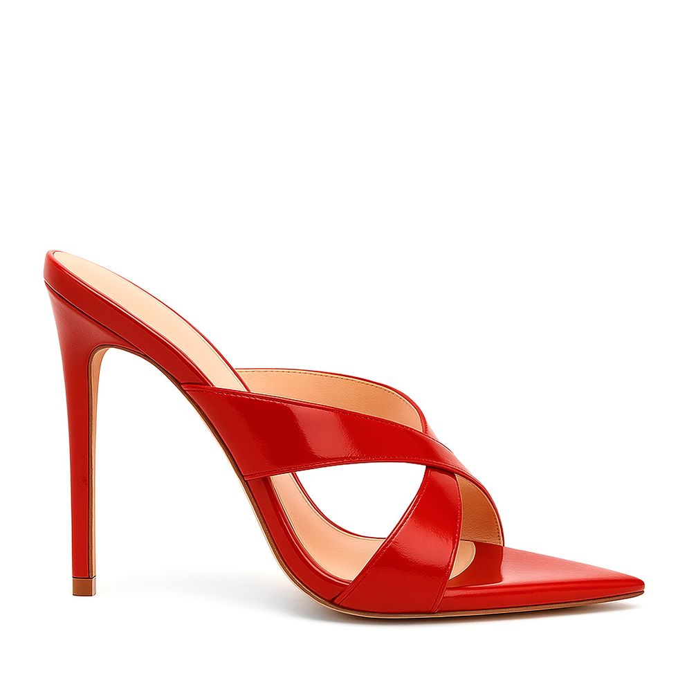 Adonis Red Patent Pointed Cross Mules