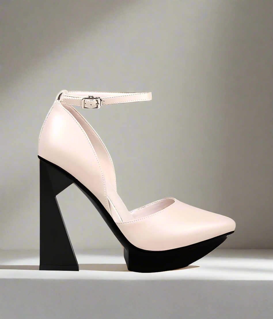 Odette Cream White Platform Block Heels