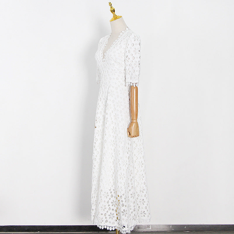 Haley White Embroidered Maxi Dress