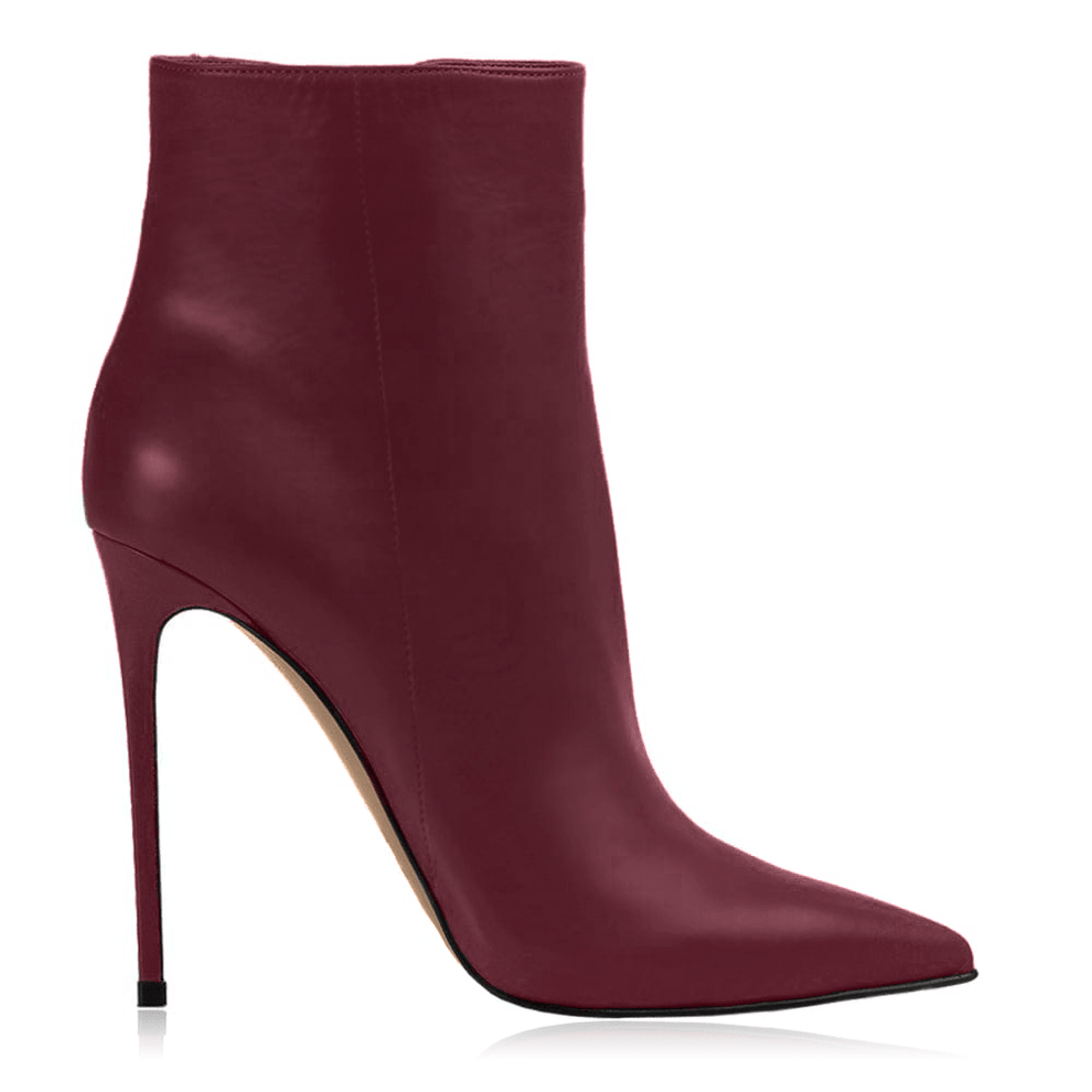 Nala Burgundy Leather Ankle Boots