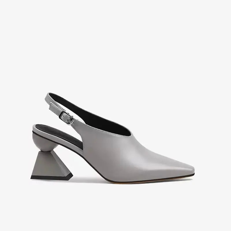 Uzuri Grey Slingback Pumps   Queen Sheila Brand