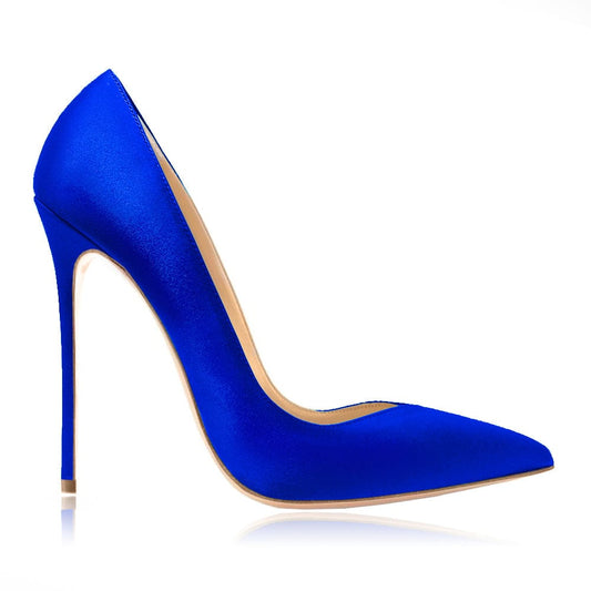 Alima Blue Satin Leather Heels