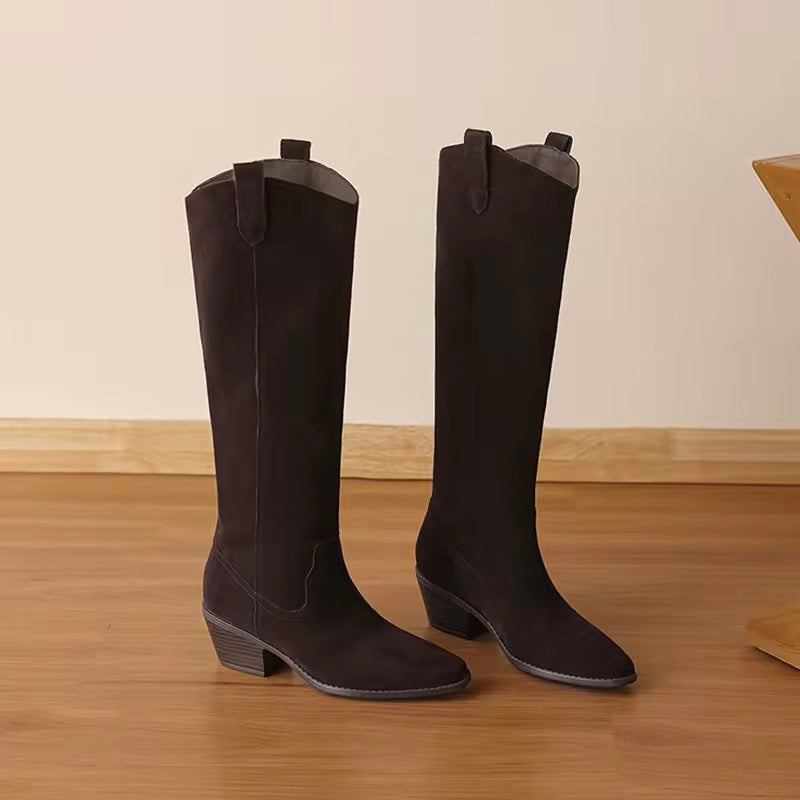 Sia Brown Western Knee High Boots