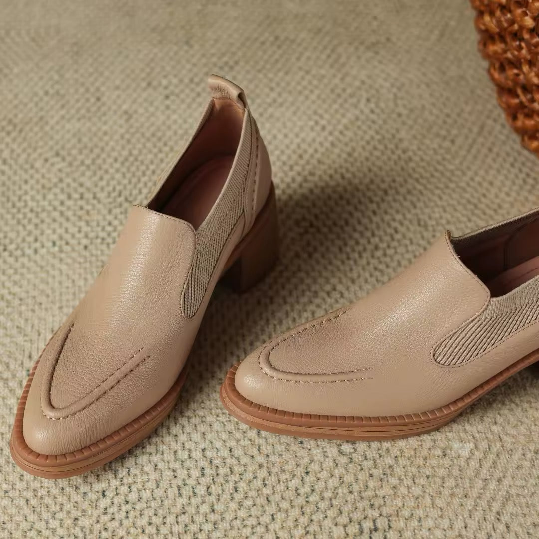 Katherine Beige Leather Loafers