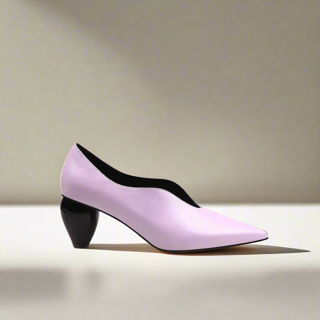 Breigh Lilac Curve Shaped Leather Pumps