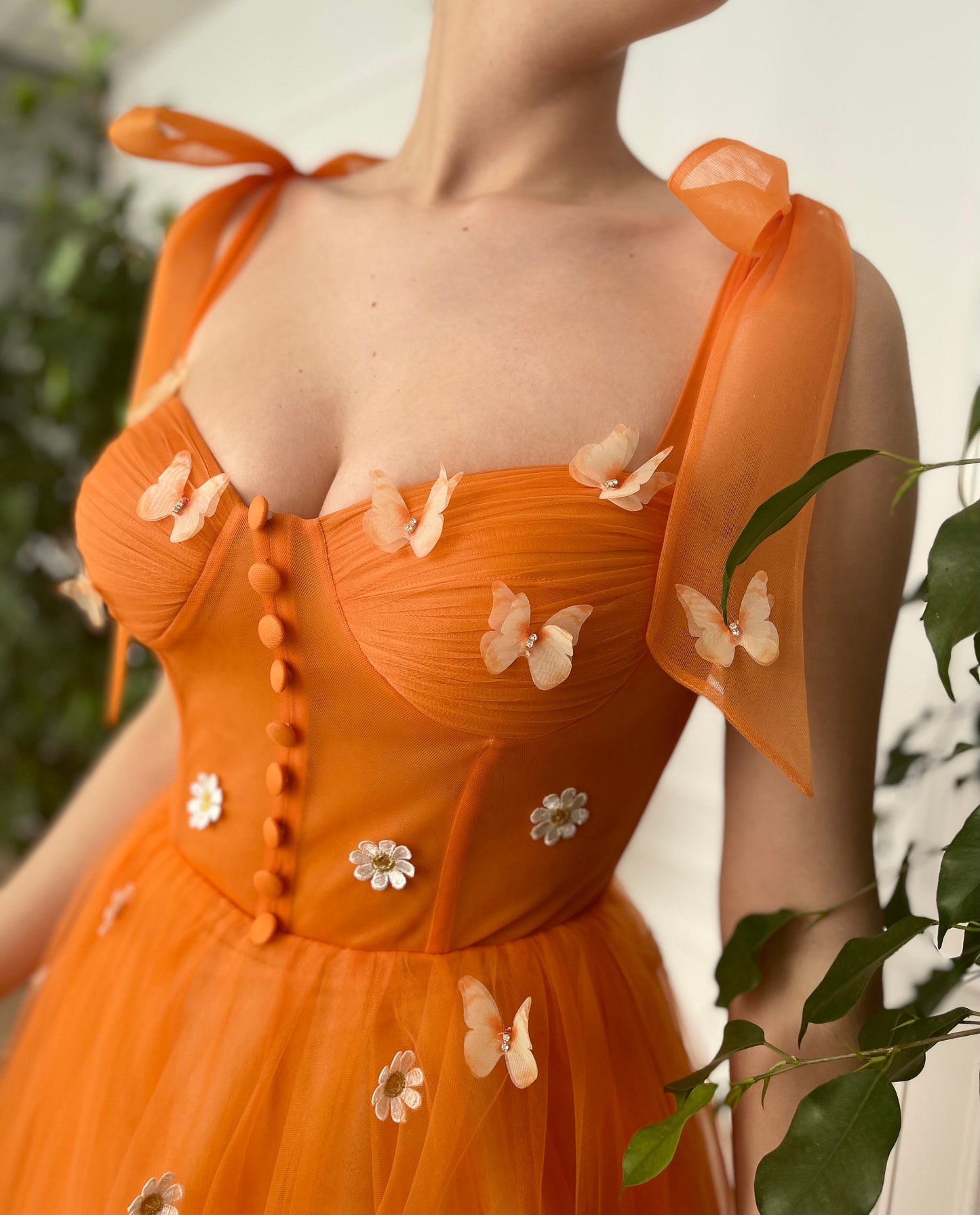 Emma Orange Ruffle Dress