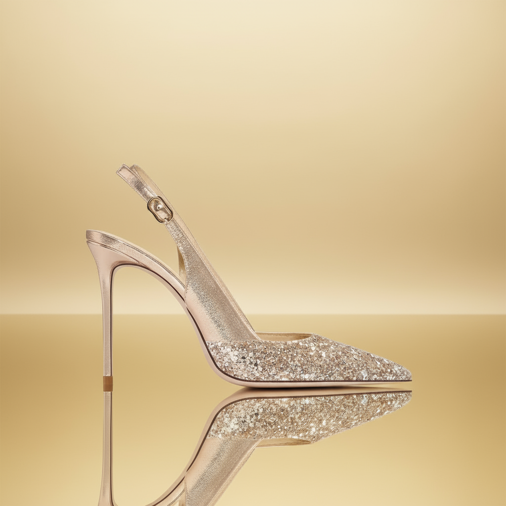 Ariella Gold Glitter Slingback Sandals
