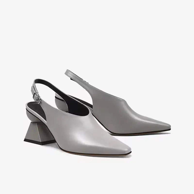 Uzuri Grey Slingback Pumps   Queen Sheila Brand