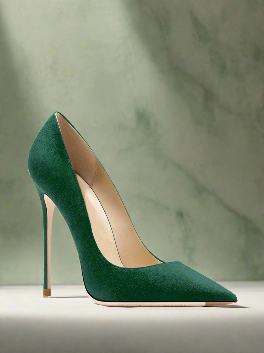 Tabitha Flock Green Heels