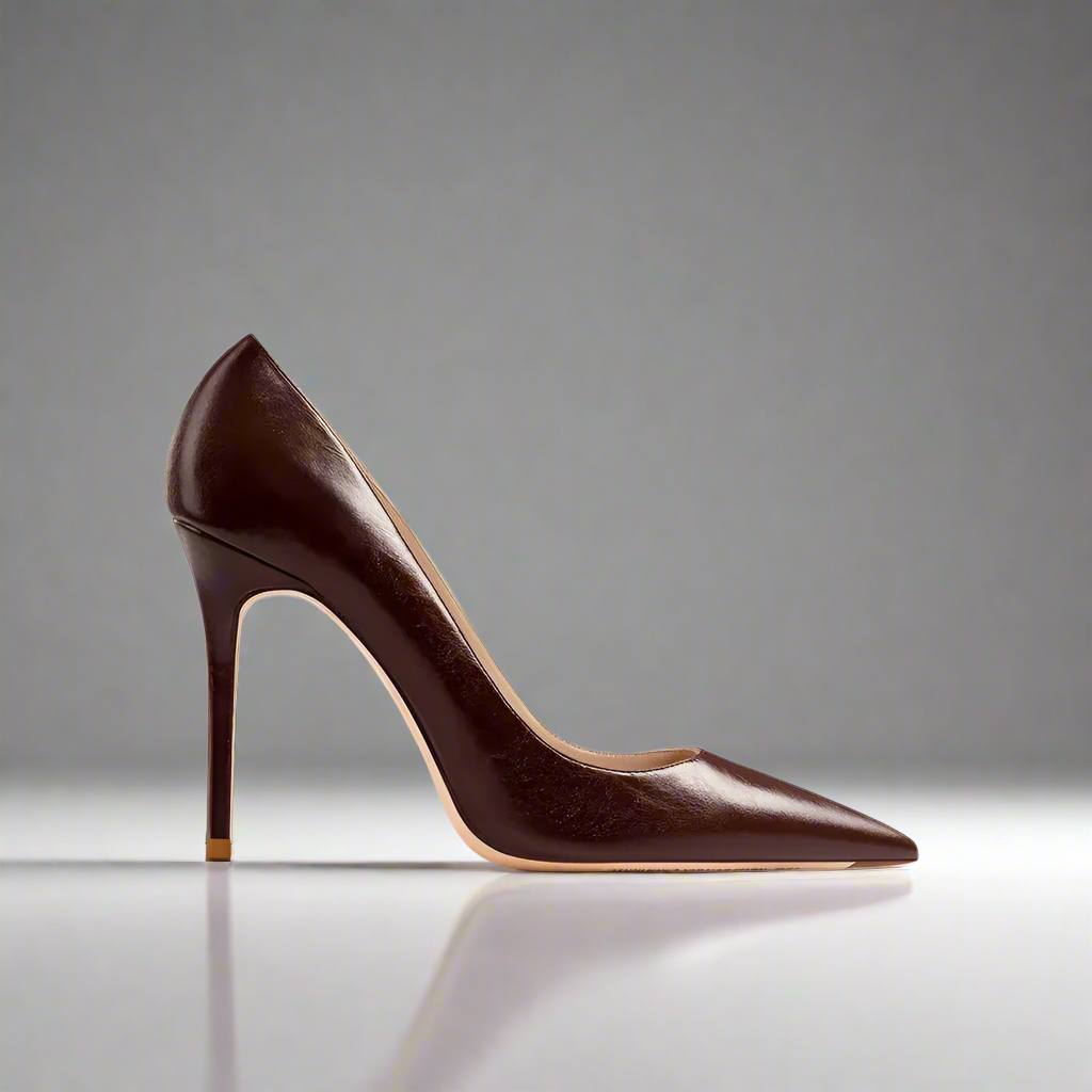 Tabitha Polished Dark Chocolate Heels