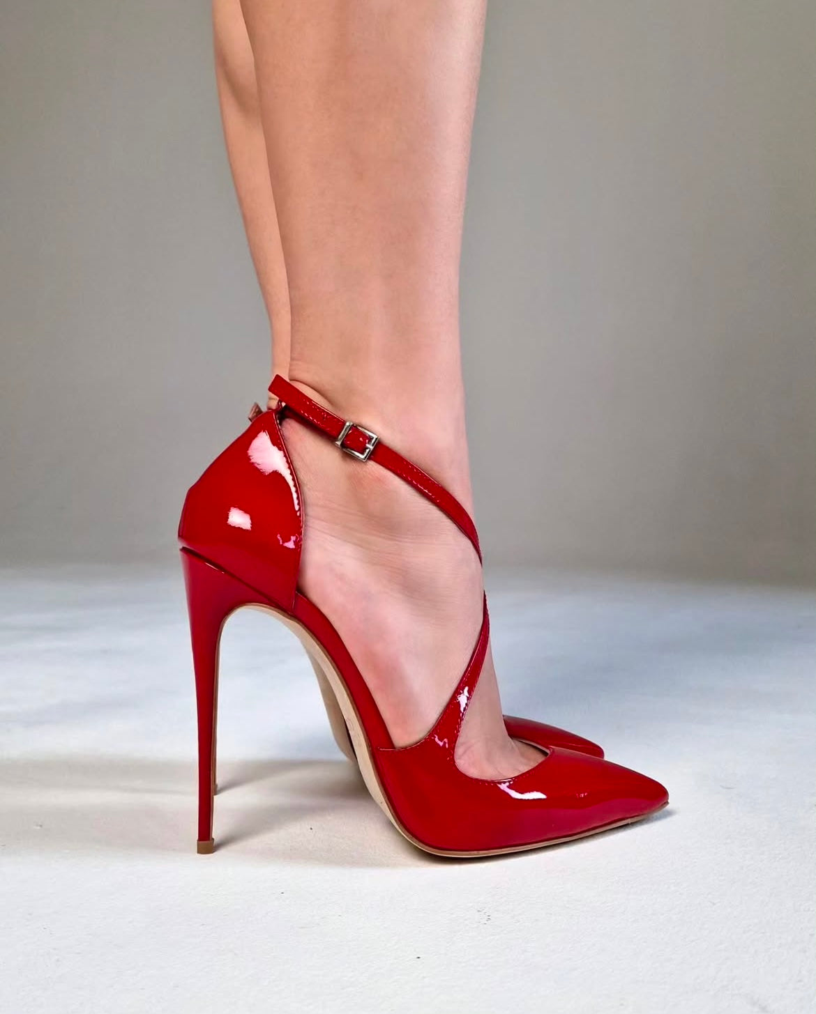 Edna Front Cross Straps Red Heels