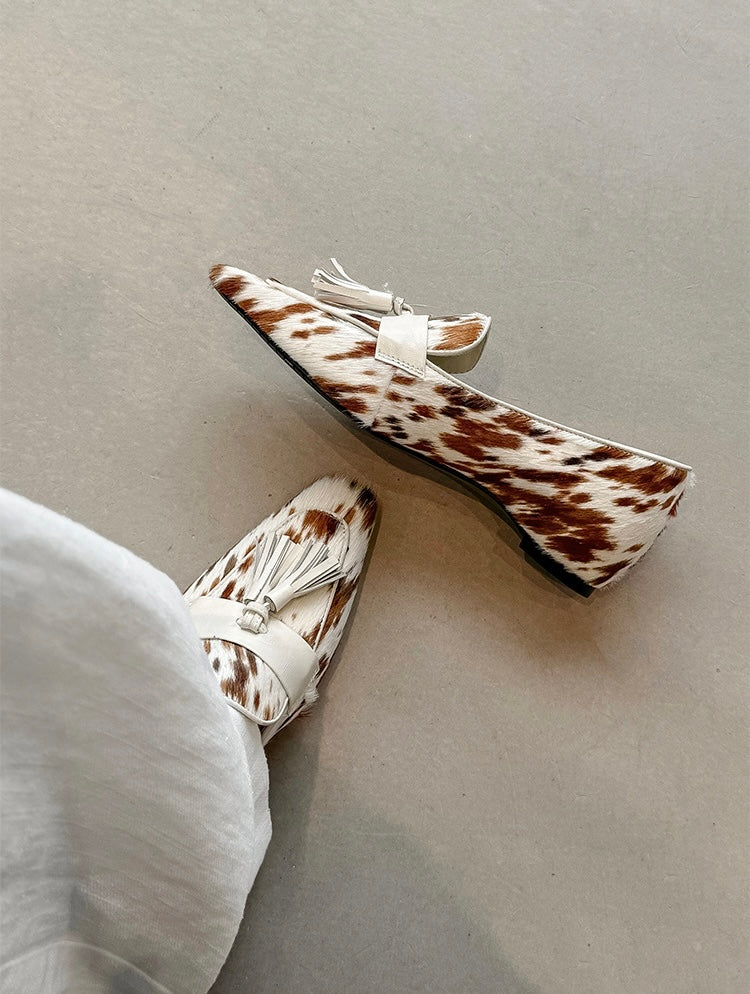 Marie Square Toe Pony Hair Loafers