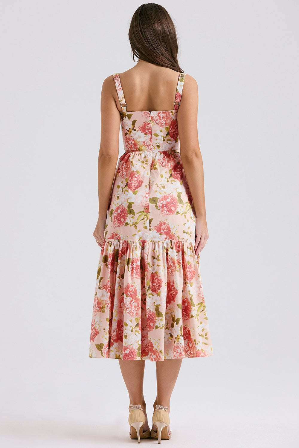 Raphaelle Pink Peony Print Midi Sundress