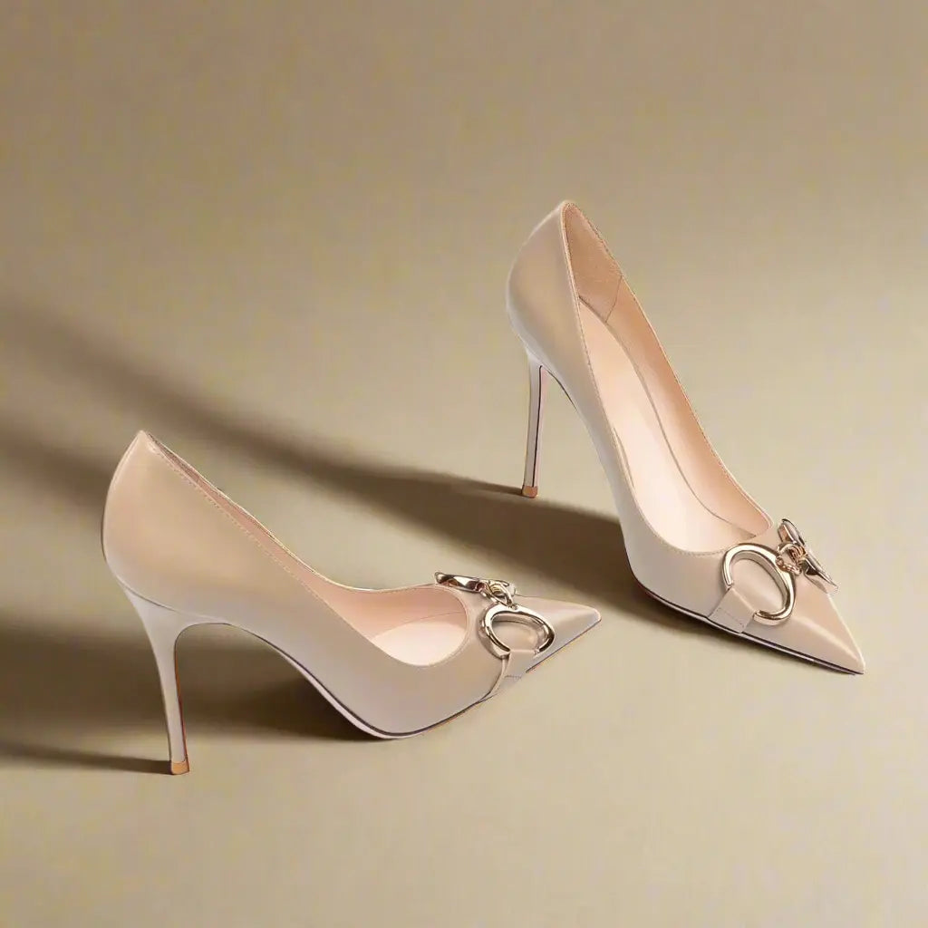 Ellie Leather Nude Heels - Queen Sheila Brand 