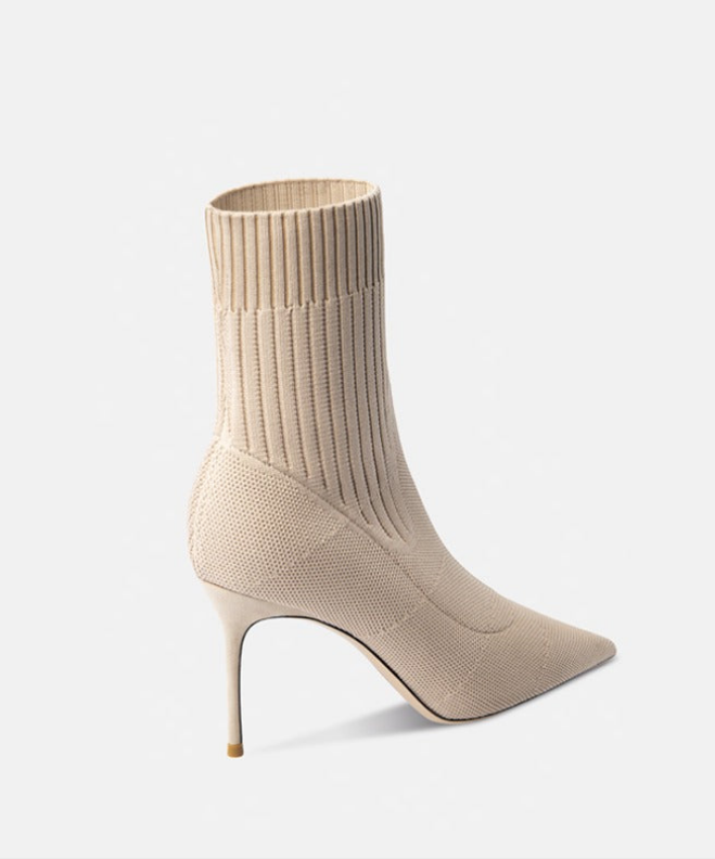 Carmela Beige Stretchy Mid-calf Boots