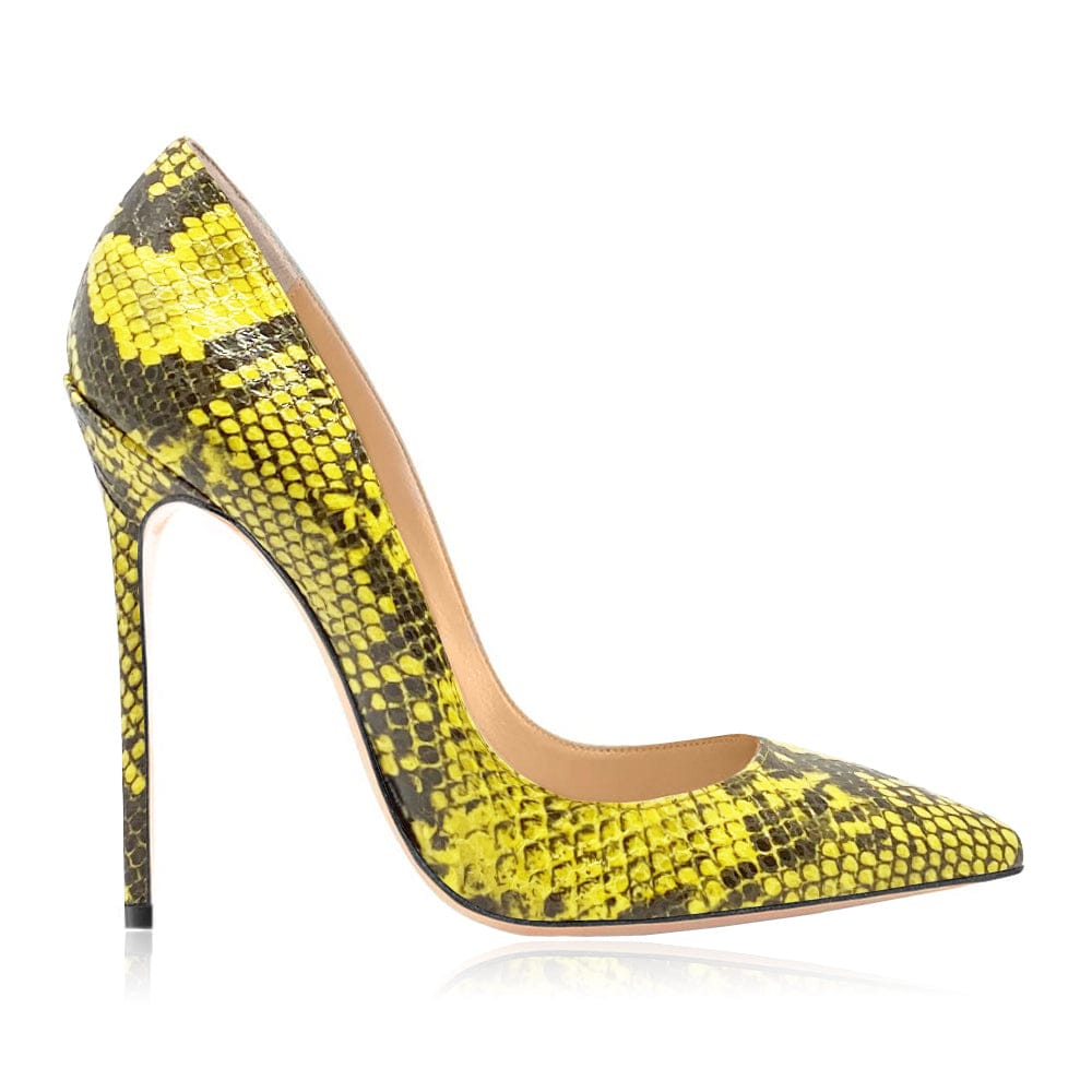 Eve Yellow Snake Print Pump Heels
