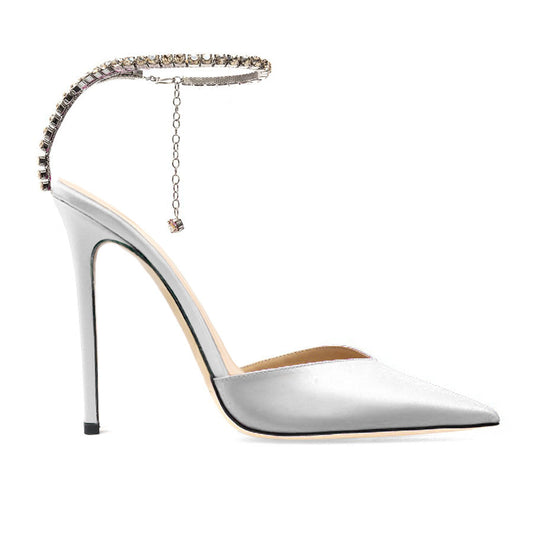 Charisma White Satin Slingback Sandals