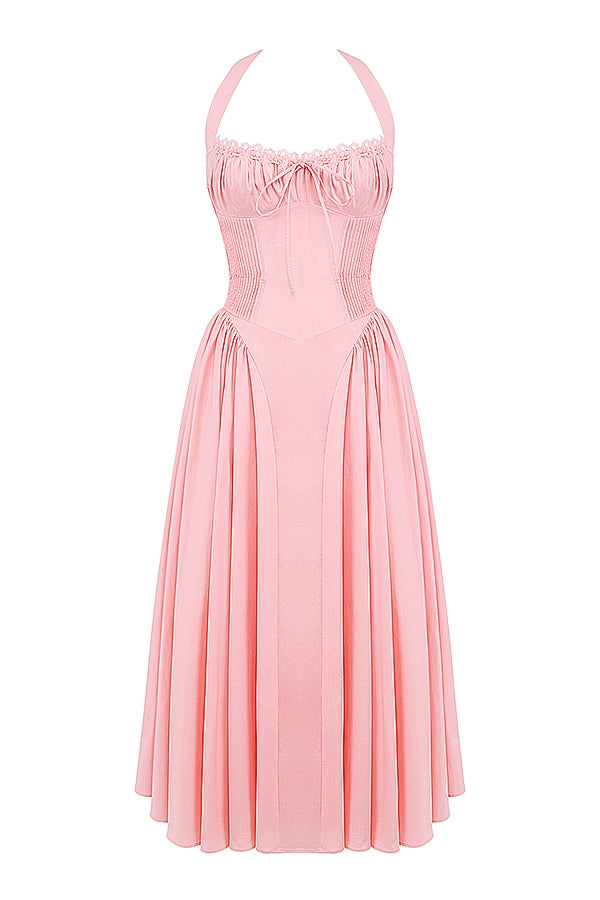 Christina Pink Halter Midi Dress