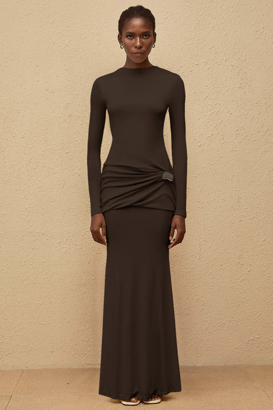 Bonnie Brown Gather Maxi Dress